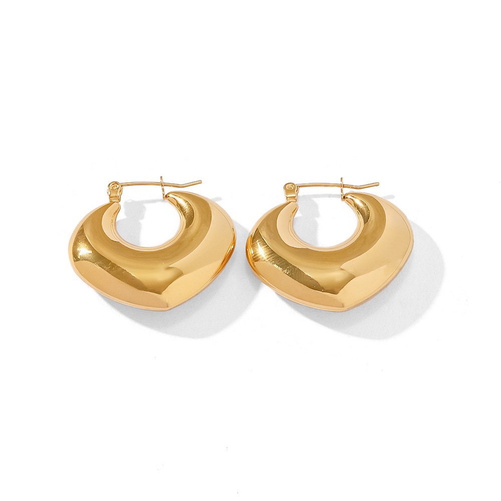 18K Gold Plated Hoop Earrings*Chunky Heart Earrings*Waterproof Jewelry - Picture 8 of 11